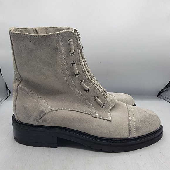 All Saints Ariel Womens 9 Gray Suede Front Zip Booties Going Out Walking Casual - Picture 7 of 14